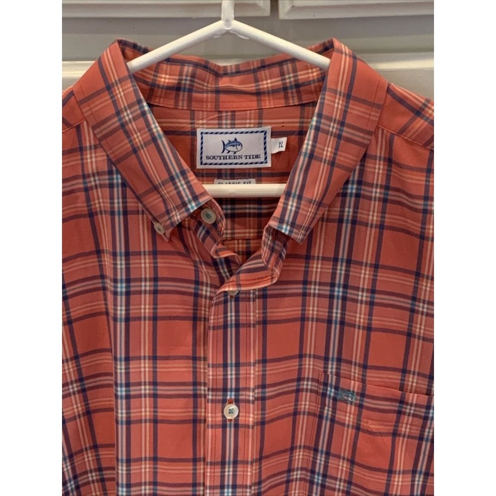 Southern Tide Classic Fit Mens XL Red Teal Blue Pink Plaid Button Down Shirt